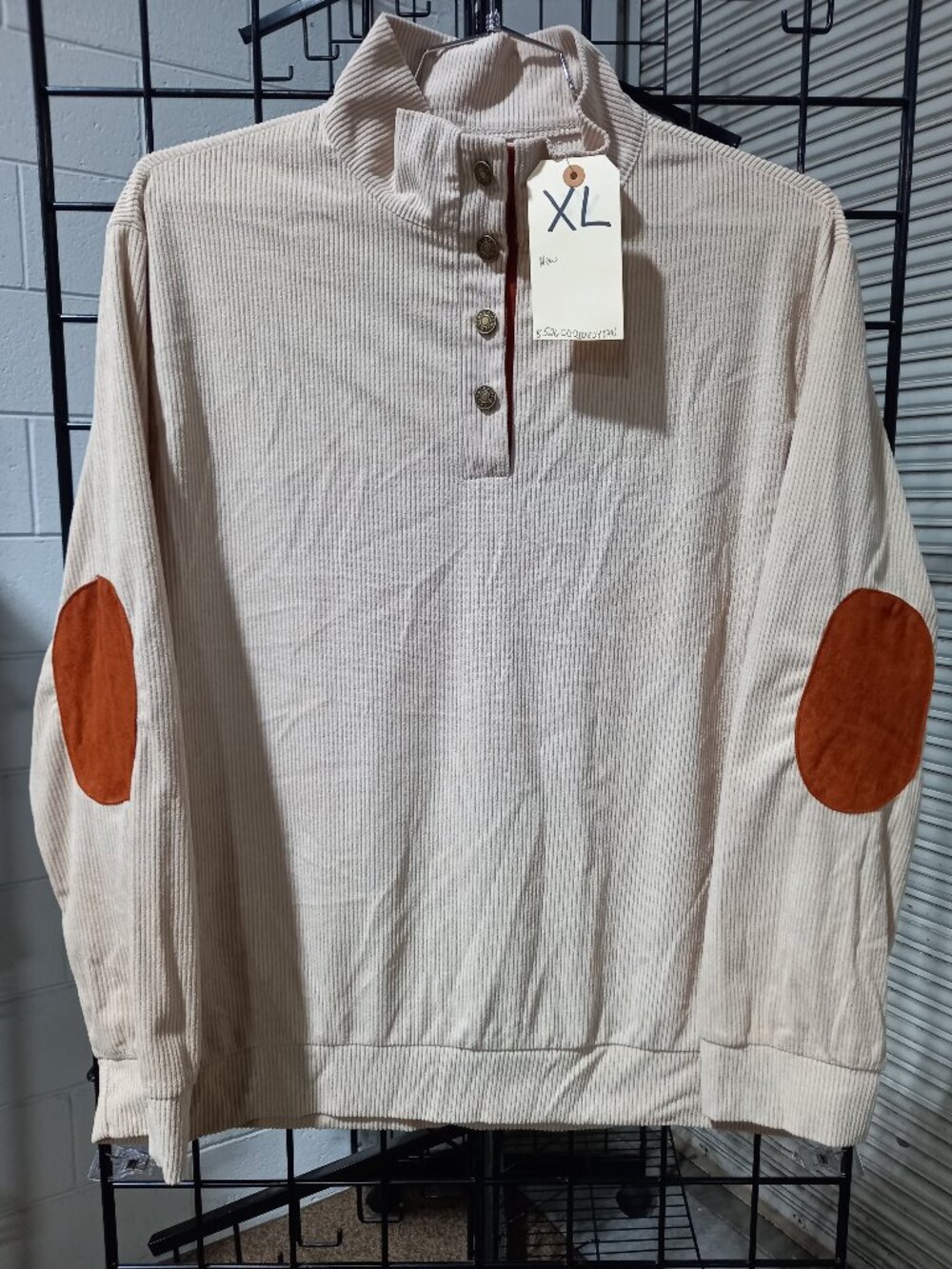 Men's Long Sleeve Lightweight Corduroy Henley w/Patched Elbows | XL